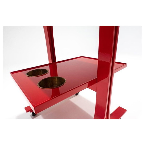 Image 1 of Vintage red service cart by Gianfranco Frattini for Bernini, Italy 1960