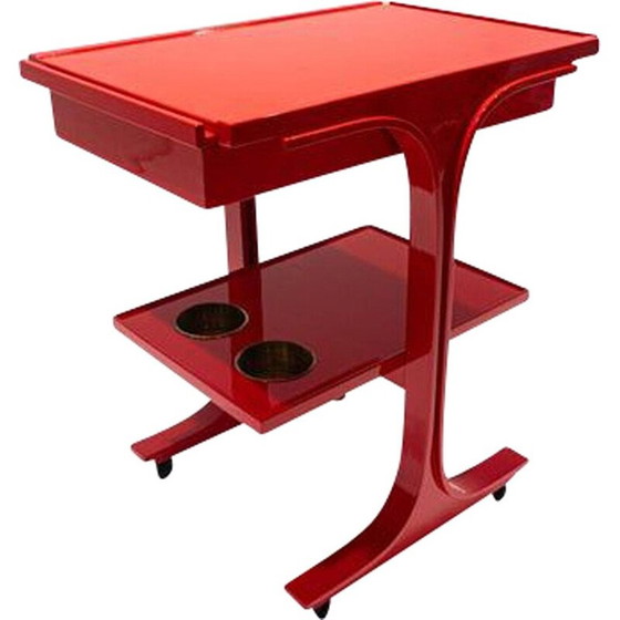 Image 1 of Vintage red service cart by Gianfranco Frattini for Bernini, Italy 1960