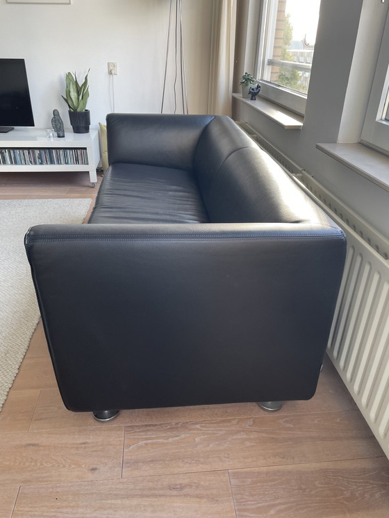 Image 1 of Gelderland 4800 Black Leather Sofa