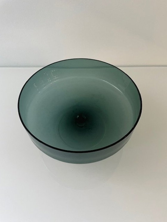 Image 1 of Bowl On Foot Green Glass - Glass Art 50s