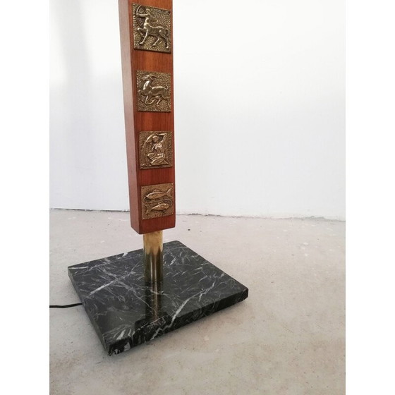 Image 1 of Vintage Zodiac sign brass and marble floor lamp, 1950s