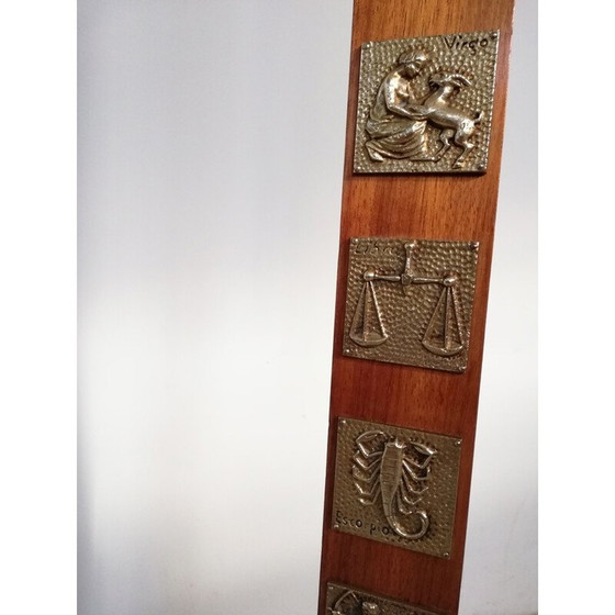 Image 1 of Vintage Zodiac sign brass and marble floor lamp, 1950s