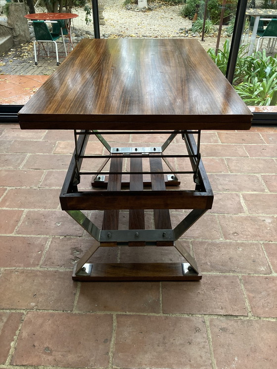 Image 1 of Mesa de sistema, portafolios, diseño, chapa de teca, años 80