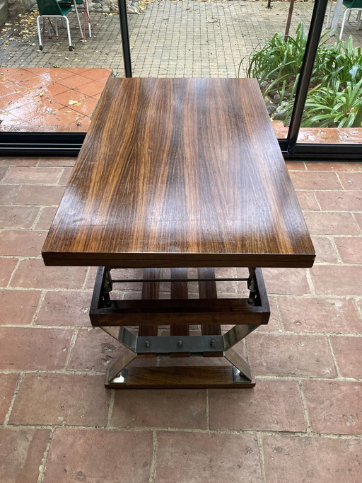 Table À Système, Portefeuille, Design, 80's teak veneer