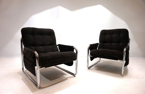 Image 1 of Set Of 2 Herlag Chrome Cantilever Chairs By Johan Bertil Häggström, 1970