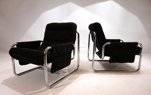 Set Of 2 Herlag Chrome Cantilever Chairs By Johan Bertil Häggström, 1970