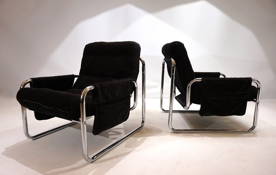 Image 1 of Set Of 2 Herlag Chrome Cantilever Chairs By Johan Bertil Häggström, 1970