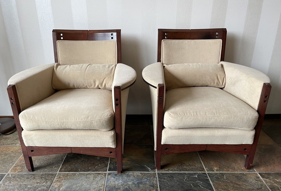 Image 1 of 4X Armchair And 1X Bench Umberto Asagno Giorgetti Galaxy Series