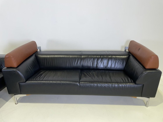 Image 1 of 1x Leolux Patachou leather 3-seater designer sofa