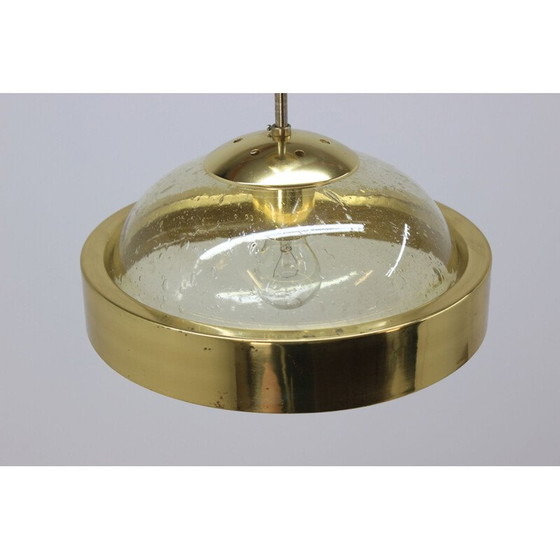 Image 1 of Vintage glass and brass suspension lamp by Kamenický Šenov, 1970