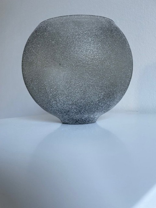 Vase Elips Silver Gray Roughened Glass