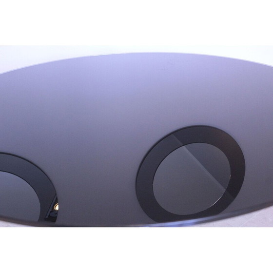 Image 1 of Vintage Round table in mirrored black glass Calligaris Italy 1980s