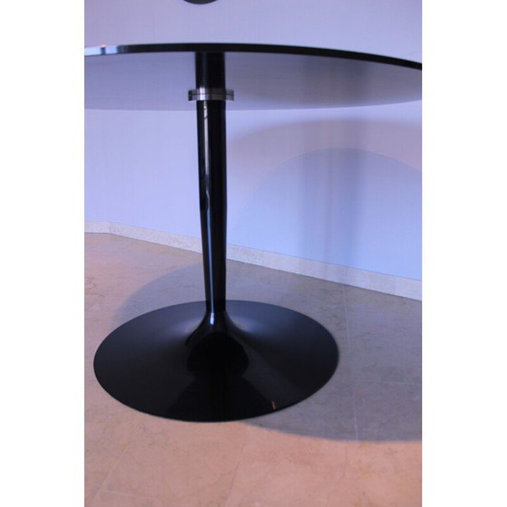Image 1 of Vintage Round table in mirrored black glass Calligaris Italy 1980s