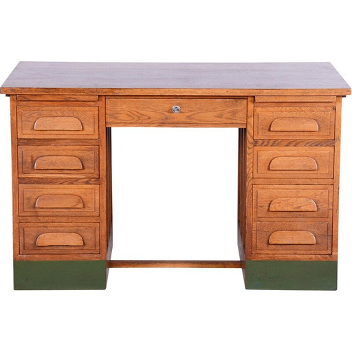 Vintage Art Deco solid oakwood writing desk, 1930s