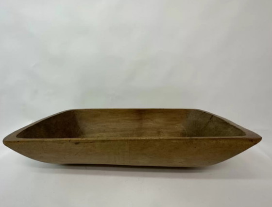 Image 1 of Antique wooden dough bowl trough hand carved 1900’s