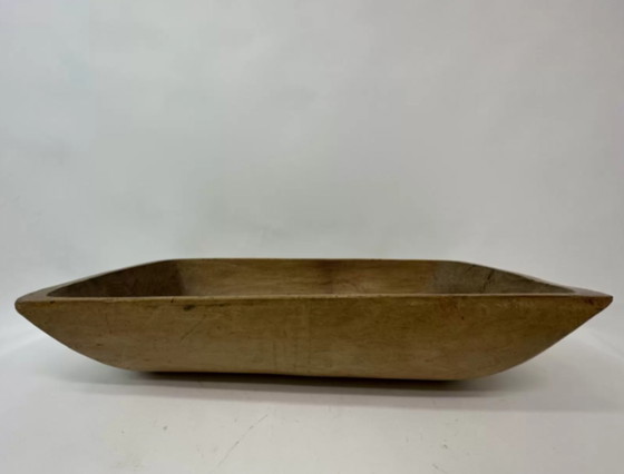 Image 1 of Antique wooden dough bowl trough hand carved 1900’s