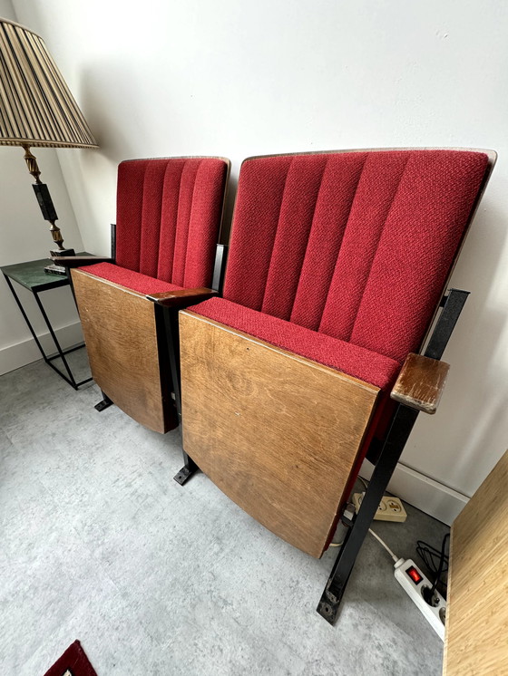 Image 1 of 2x Vintage Cinema Chairs