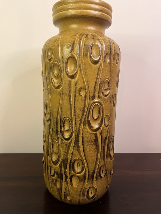 Image 1 of Scheurich Vase , West Germany Coral Motif, 40 Cm