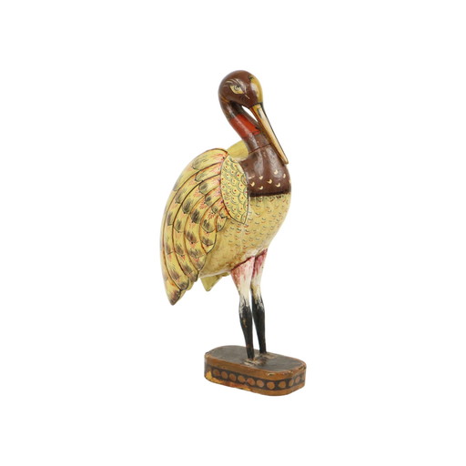 Statue d'oiseau tropical en bois massif