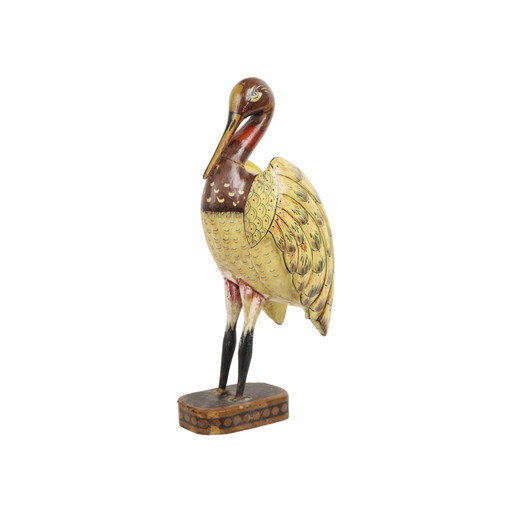 Statue d'oiseau tropical en bois massif