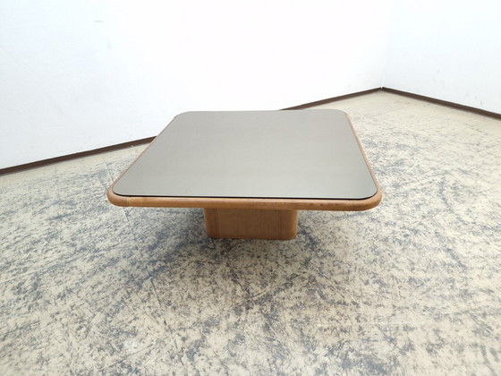 Image 1 of De Sede designer couch glass table genuine leather table