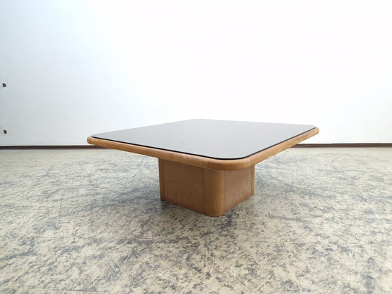 Image 1 of De Sede designer couch glass table genuine leather table