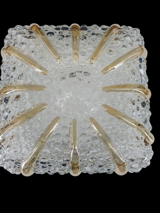 2144 Grande lampada da soffitto in vetro vintage