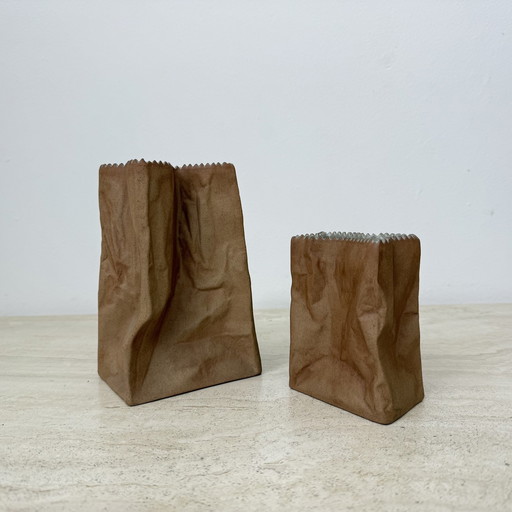 Set Of 2 Rosenthal Paper Bag Vase By Tapio Wirkkala , 1970’S