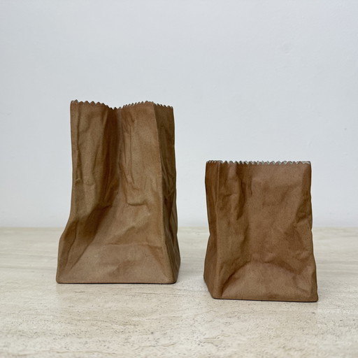 Set Of 2 Rosenthal Paper Bag Vase By Tapio Wirkkala , 1970’S