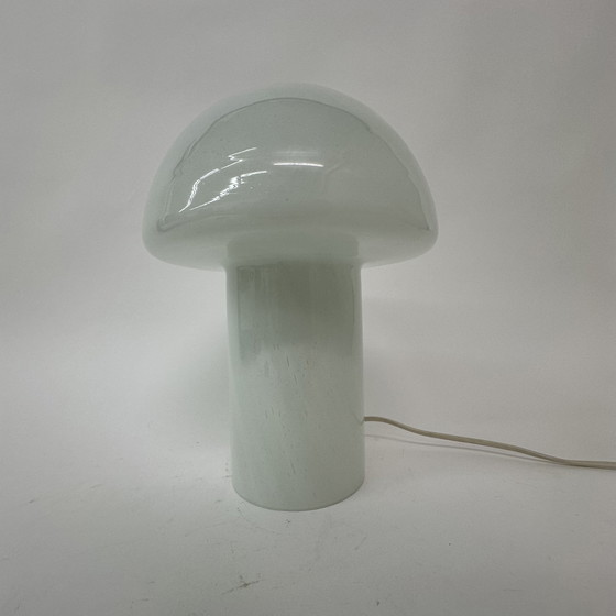 Image 1 of Lampe à poser champignon 70s verre laiteux