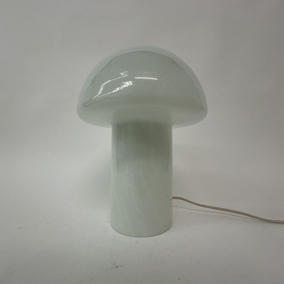 Image 1 of Lampe à poser champignon 70s verre laiteux