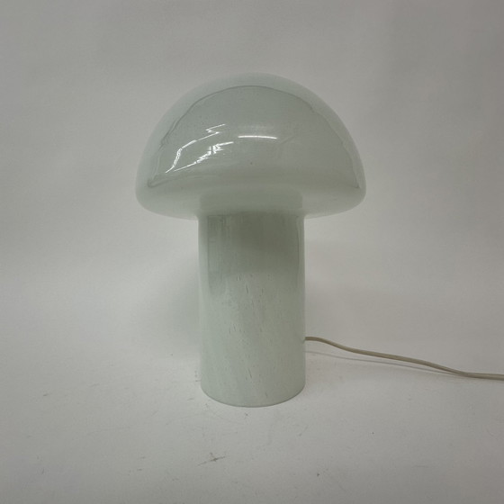 Image 1 of Lampe à poser champignon 70s verre laiteux