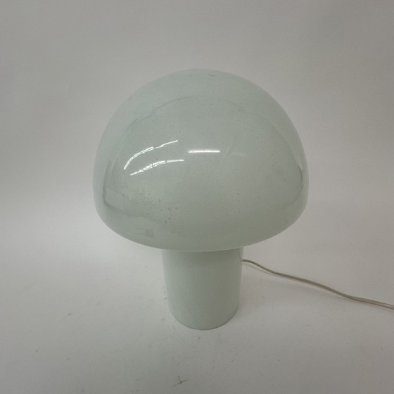 Image 1 of Lampe à poser champignon 70s verre laiteux