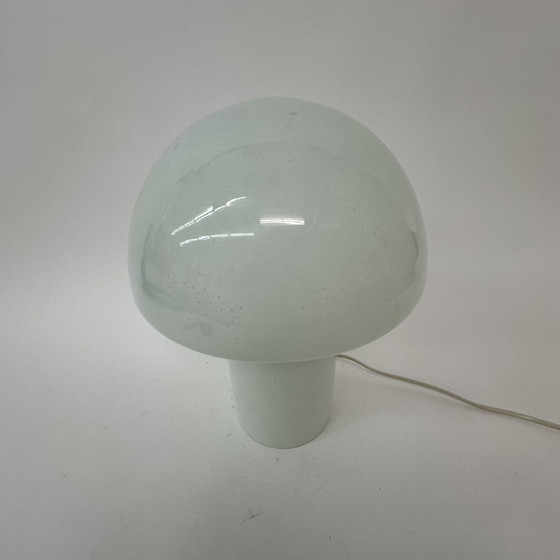 Image 1 of Lampe à poser champignon 70s verre laiteux