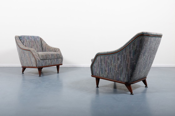 Image 1 of Italian Modern pair of architectural lounge chairs from 1970’s