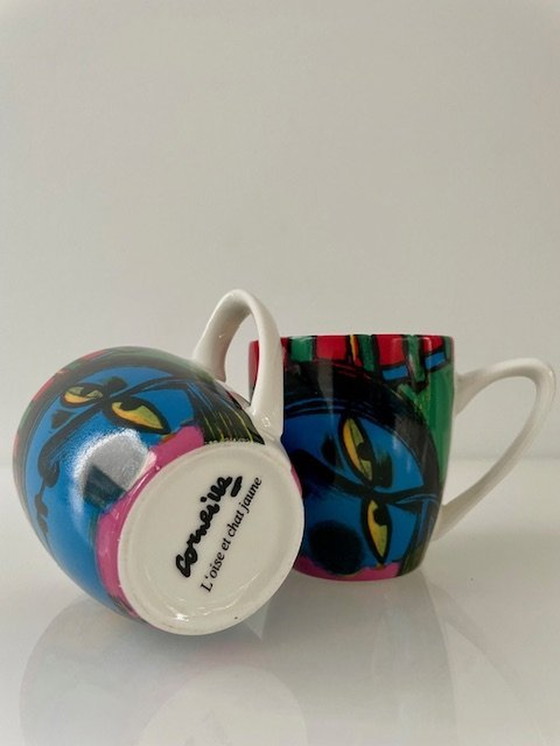 Image 1 of 2 Espresso Cups Corneille. 'L'Oise Et Chat Jaune'