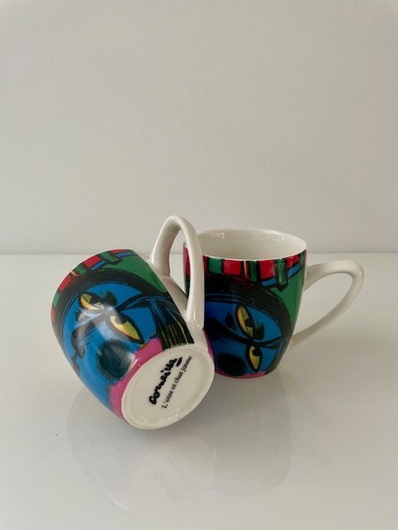 Image 1 of 2 Espresso Cups Corneille. 'L'Oise Et Chat Jaune'