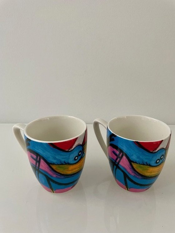 Image 1 of 2 Espresso Cups Corneille. 'L'Oise Et Chat Jaune'