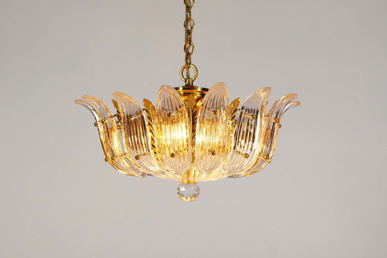 Image 1 of 1x Gilt and crystal glass ‘Palmette’ Chandelier