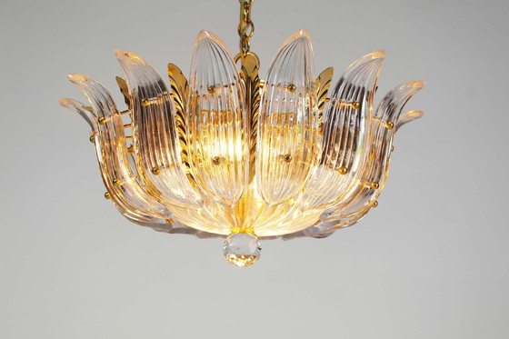 Image 1 of 1x Gilt and crystal glass ‘Palmette’ Chandelier