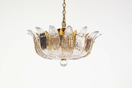 Image 1 of 1x Gilt and crystal glass ‘Palmette’ Chandelier