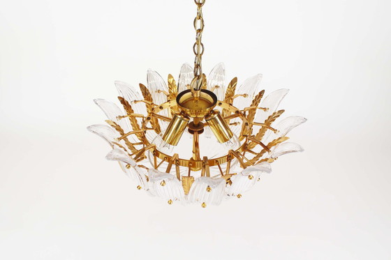 Image 1 of 1x Gilt and crystal glass ‘Palmette’ Chandelier