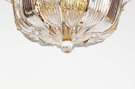 Image 1 of 1x Gilt and crystal glass ‘Palmette’ Chandelier