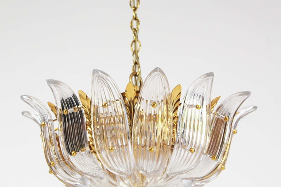 Image 1 of 1x Gilt and crystal glass ‘Palmette’ Chandelier