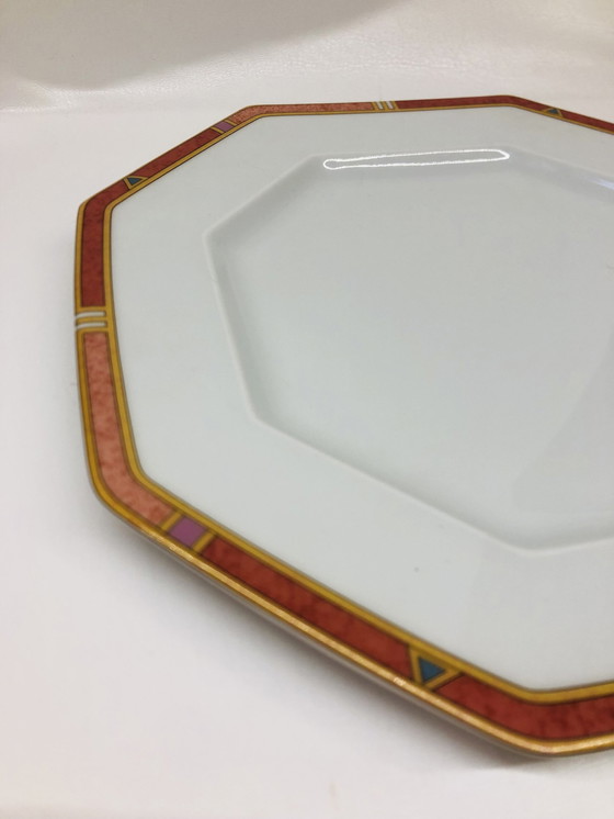 Image 1 of Lot Of 5 Hexagonal Limoges Porcelain Plates Circa 1990