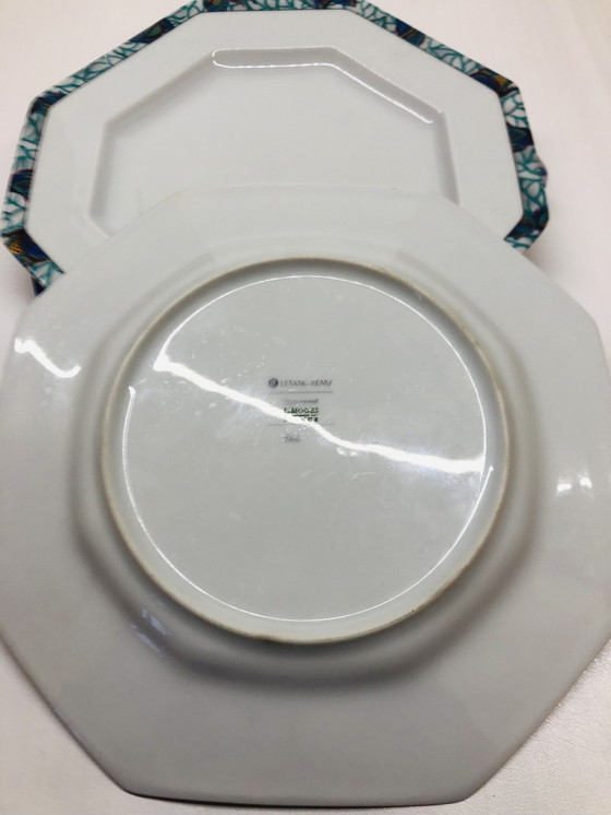 Image 1 of Lot Of 5 Hexagonal Limoges Porcelain Plates Circa 1990