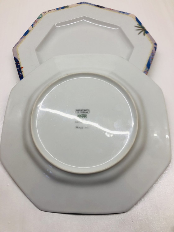 Image 1 of Lot Of 5 Hexagonal Limoges Porcelain Plates Circa 1990