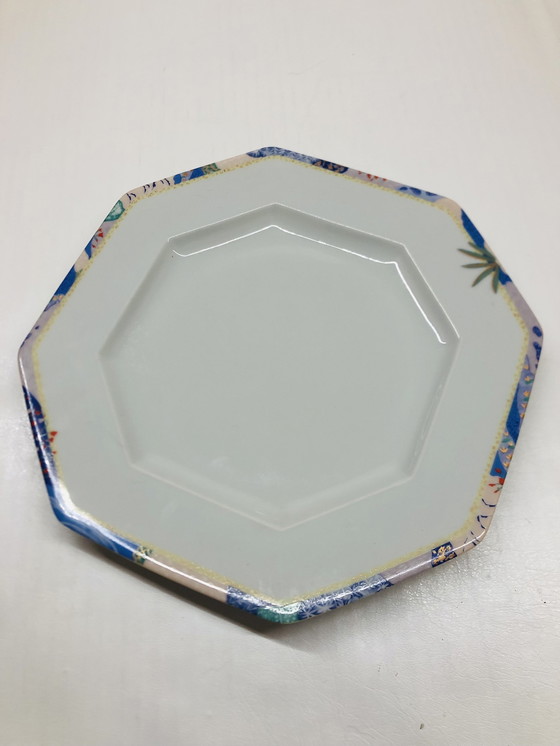 Image 1 of Lot Of 5 Hexagonal Limoges Porcelain Plates Circa 1990