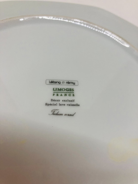 Image 1 of Lot Of 5 Hexagonal Limoges Porcelain Plates Circa 1990