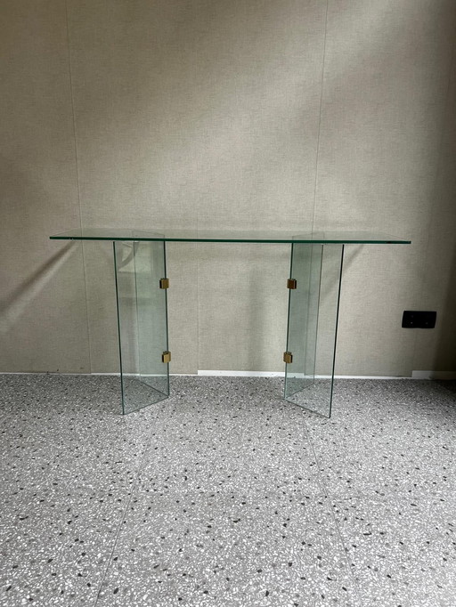 Table d'appoint ou coiffeuse en verre 1970 Italie